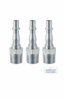 1/4" BSP Male Thread Air Line Adaptors – Standard Pneumatic Quick Release Fittings (Pack of 3)