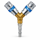 Twin Air Line Coupling Adaptor – Dual Quick Release Air Coupler to Standard Hose Connection – Steel Y Connector for Pneumatic Tools