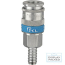 PCL XF-Euro Coupling — 9mm Hose Tailpiece | High-Flow Air Line Fitting (Display Packed)