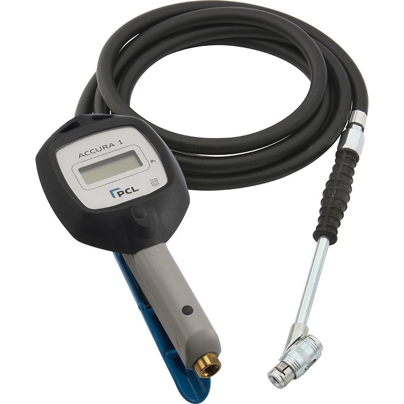 ACCURA 1 Tyre Inflator 0-12 bar, 2.7m Hose Twin Clip-on Connector