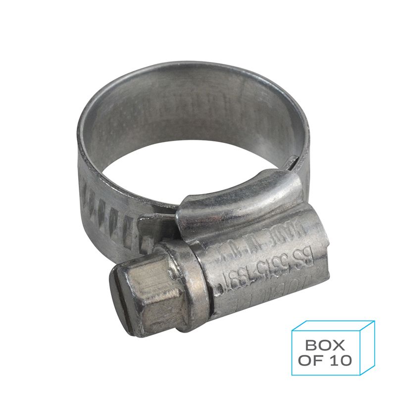 Dim Gray Jubilee Hose Clip Size 00 (13-20mm) Mild Steel Zinc Plated (Supplied in Box of 10)