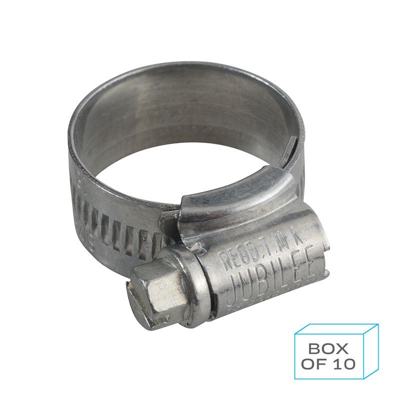 Dim Gray Jubilee Hose Clip Size 0X (18-25mm) 304 Stainless Steel (Supplied in Box of 10)