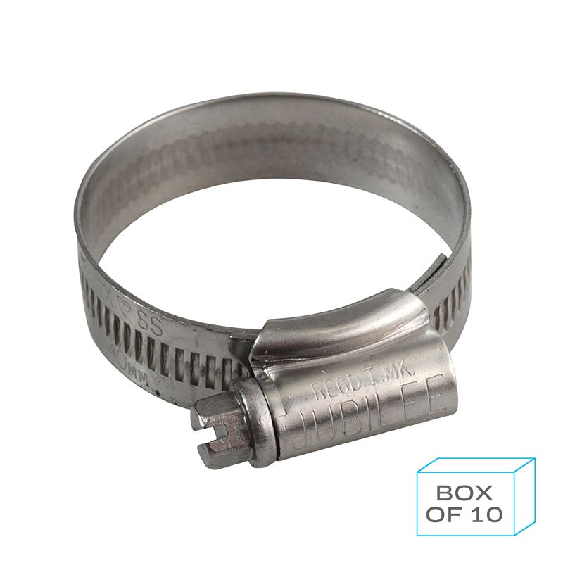 Slate Gray Jubilee Hose Clip Size 1X (30-40mm) 304 Stainless Steel (Supplied in Box of 10)