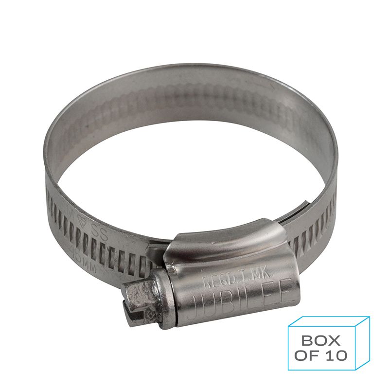 Slate Gray Jubilee Hose Clip Size 1M (32-45mm) 304 Stainless Steel (Supplied in Box of 10)